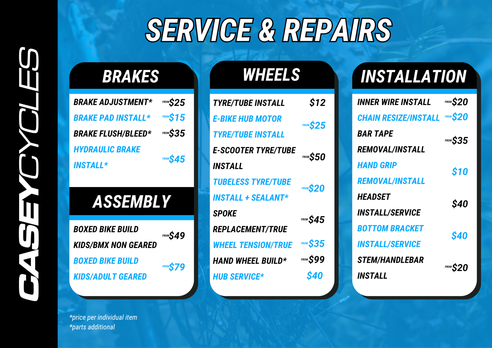 Bicycle servicing in South East Melbourne at Casey Cycles Cranbourne