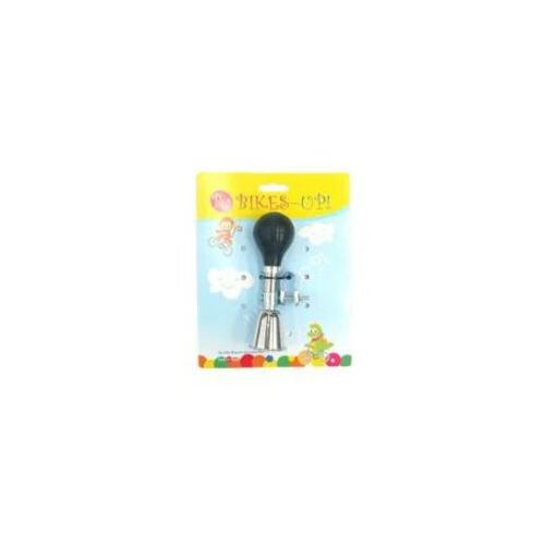 Bikes Up! Air Horn for Kids Bike, 15cm long, Silver with Black Rubber Bulb