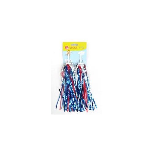 Bikes Up! Grip Streamers - Silver, Red & Blue