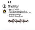 KMC X8 8 Speed Chain - 116L - Silver