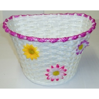 Kids Handlebar Basket - White/Magenta With Flowers
