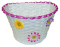 Kids Handlebar Basket - White/Magenta With Flowers