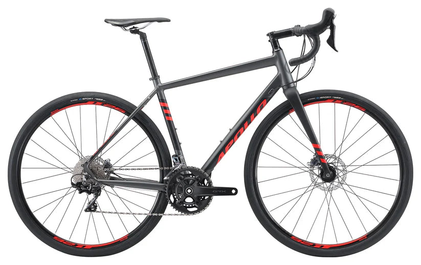 Apollo Scout 10 Gravel Bike - Matte Charcoal/Black/Red