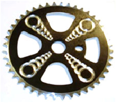 CNC Aluminium BMX Chainwheel - 1/2" x 1/8" x 44T - Black/Silver