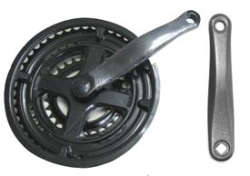Chainwheel Set 170mm X 28/38/48T - Steel - With Guard - Black