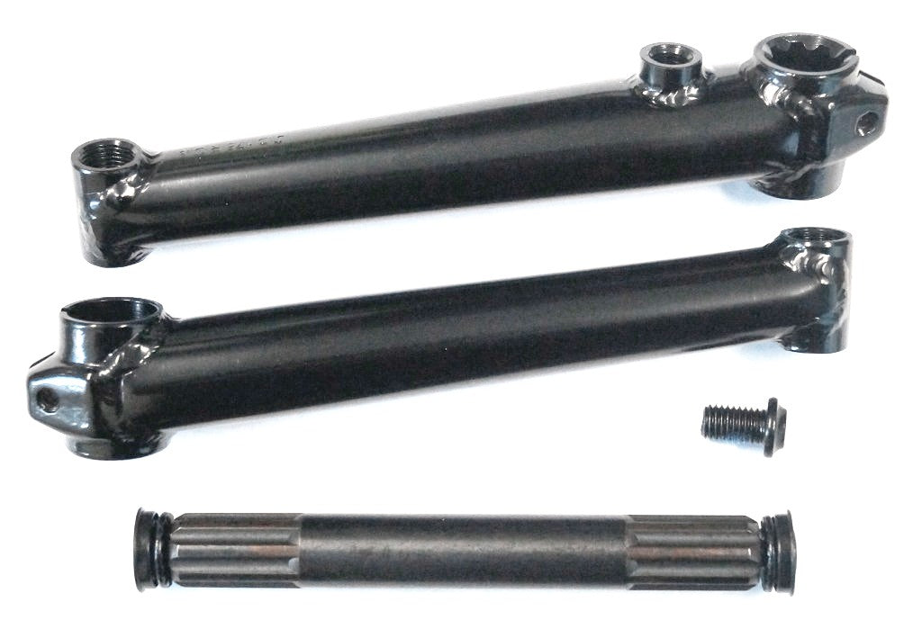 Crank Set - 3 Piece - 175mm 19mm X 8T Solid Spindle - Gloss Black