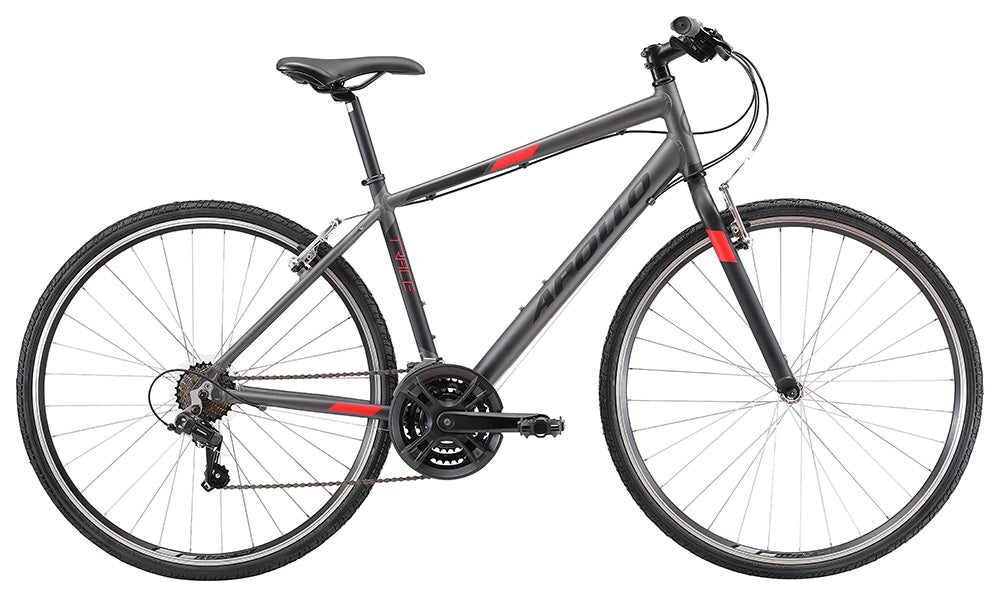 Apollo Trace 10 Flat Bar Road Bike - Matte Charcoal/Black/Red