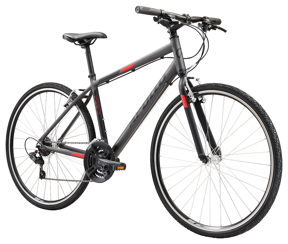 Apollo Trace 10 Flat Bar Road Bike - Matte Charcoal/Black/Red