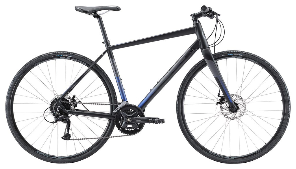 Apollo Exceed 20 Disc Flat Bar Road Bike - Matte Black/Charocal/Blue