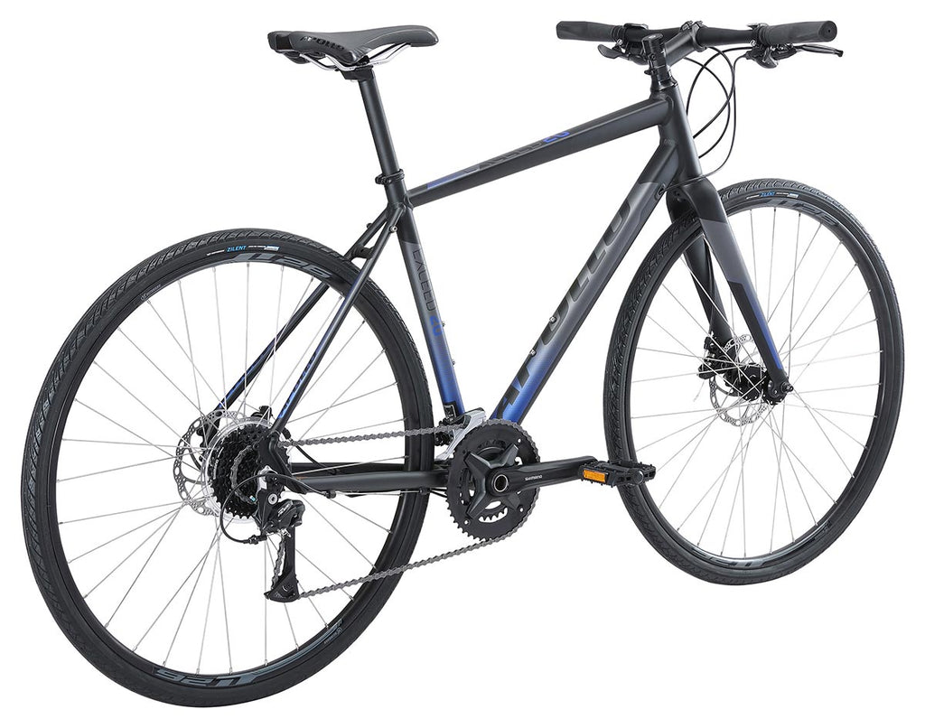 Apollo Exceed 20 Disc Flat Bar Road Bike - Matte Black/Charocal/Blue
