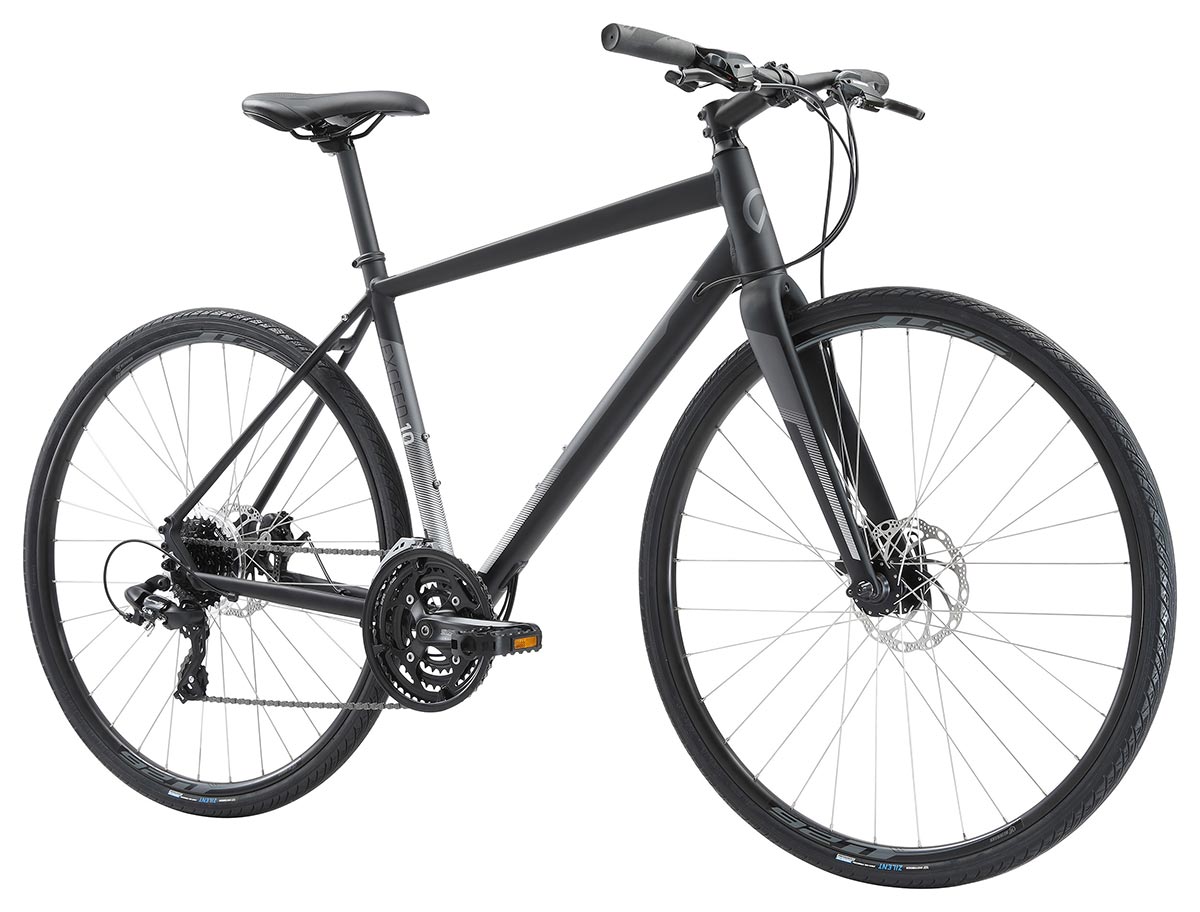 Apollo Exceed 10 Disc Flat Bar Road Bike - Matte Black/Charocal/Silver