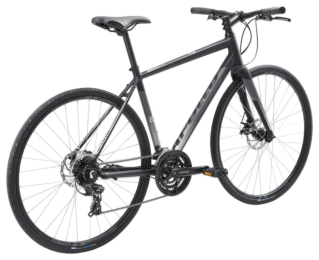 Apollo Exceed 10 Disc Flat Bar Road Bike - Matte Black/Charocal/Silver