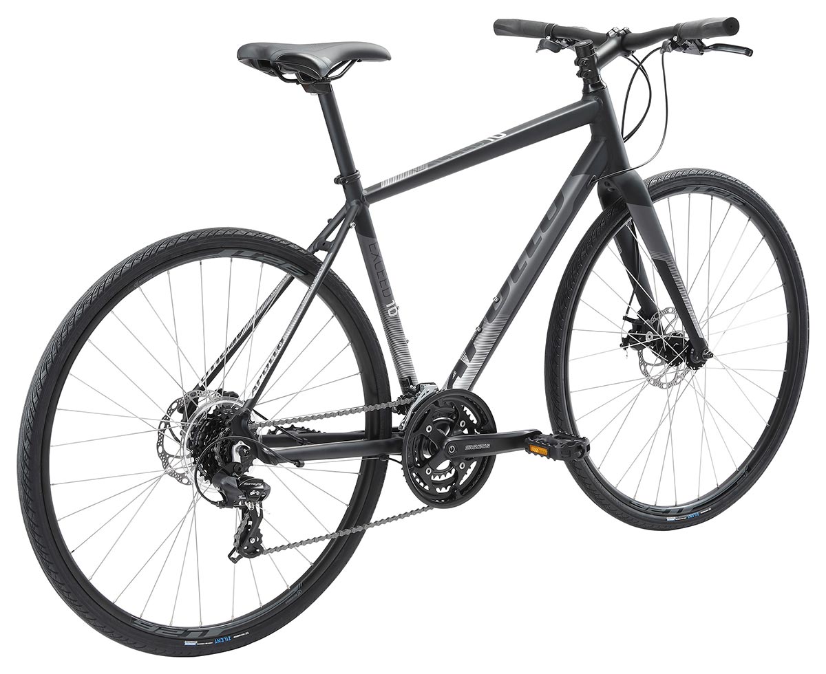Apollo Exceed 10 Disc Flat Bar Road Bike - Matte Black/Charocal/Silver