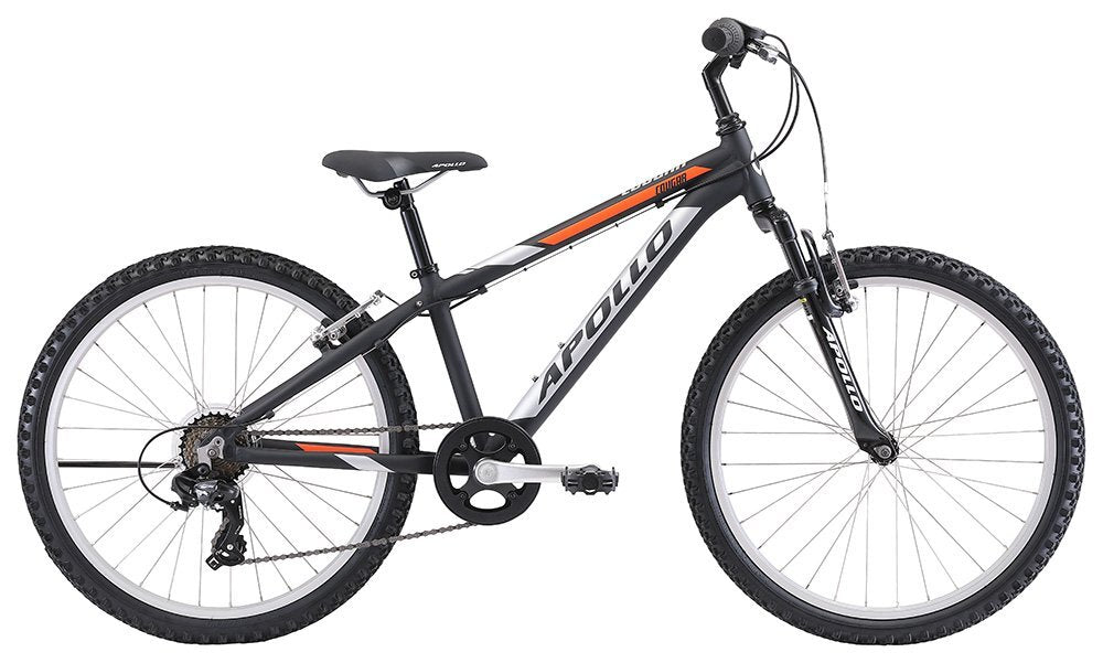 Apollo Cougar Boys 24" Mountain Bike - Matte Black/Silver/Orange