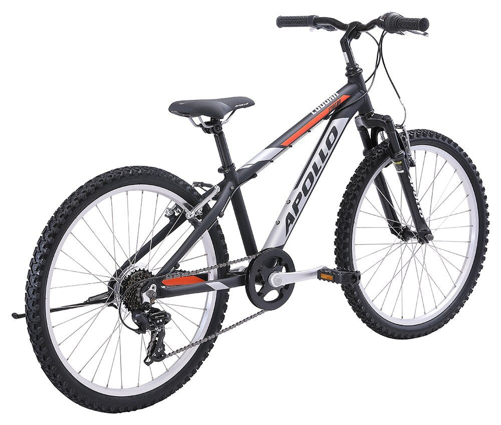 Apollo Cougar Boys 24" Mountain Bike - Matte Black/Silver/Orange