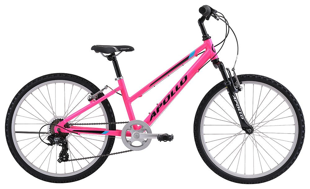 Apollo Paris Girls 24" Mountain Bike - Gloss Pink/Black/Blue