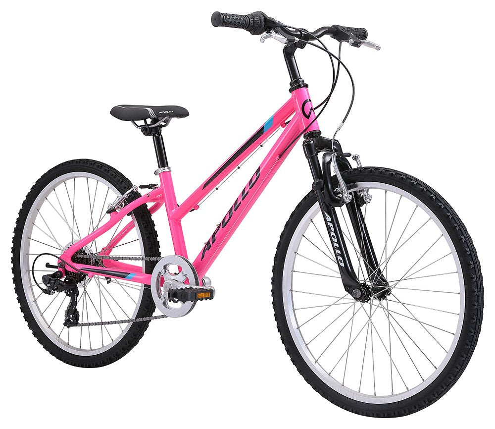 Apollo Paris Girls 24" Mountain Bike - Gloss Pink/Black/Blue
