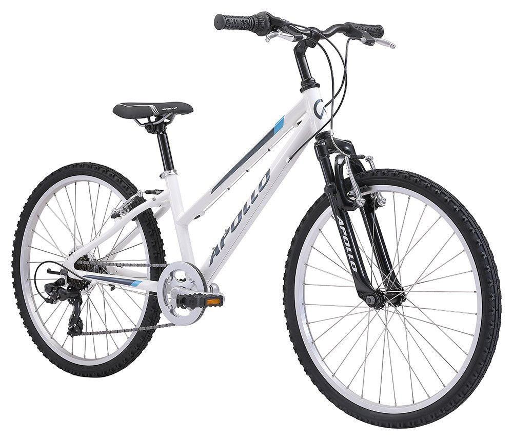 Apollo Paris Girls 24" Mountain Bike - Gloss White/Charcoal/Turquoise