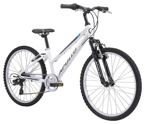 Apollo Paris Girls 24" Mountain Bike - Gloss White/Charcoal/Turquoise