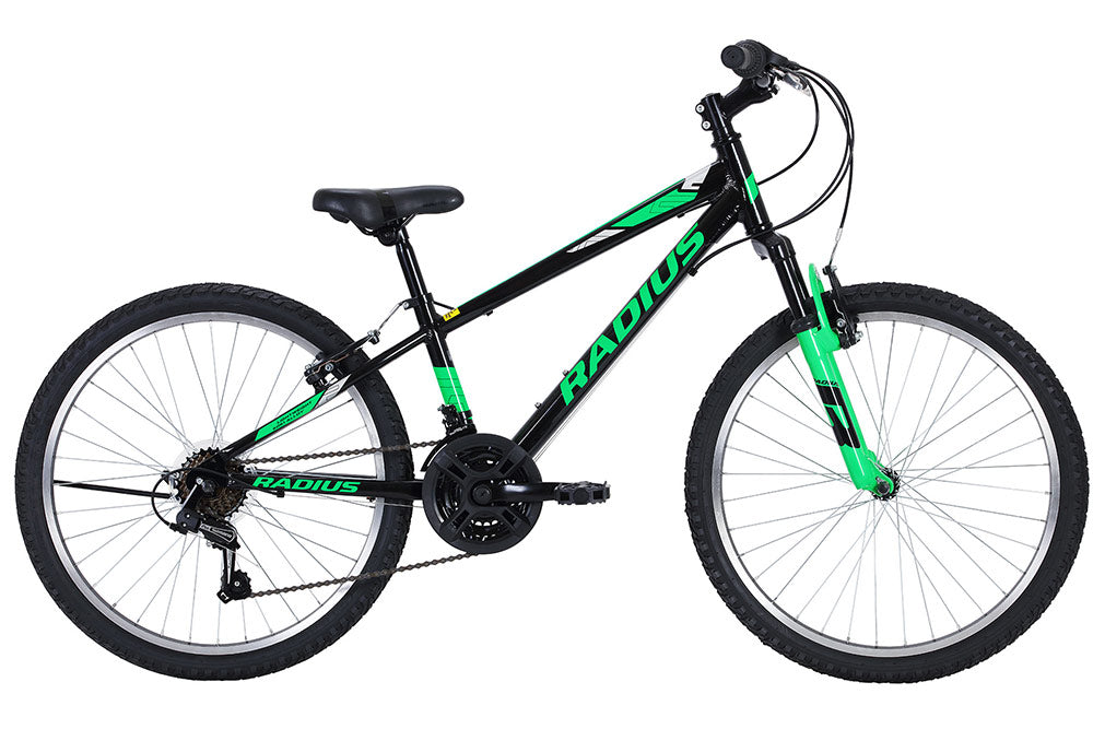 Radius Axis AL Boys 24" Mountain Bike - Black/Neon Green/Chrome