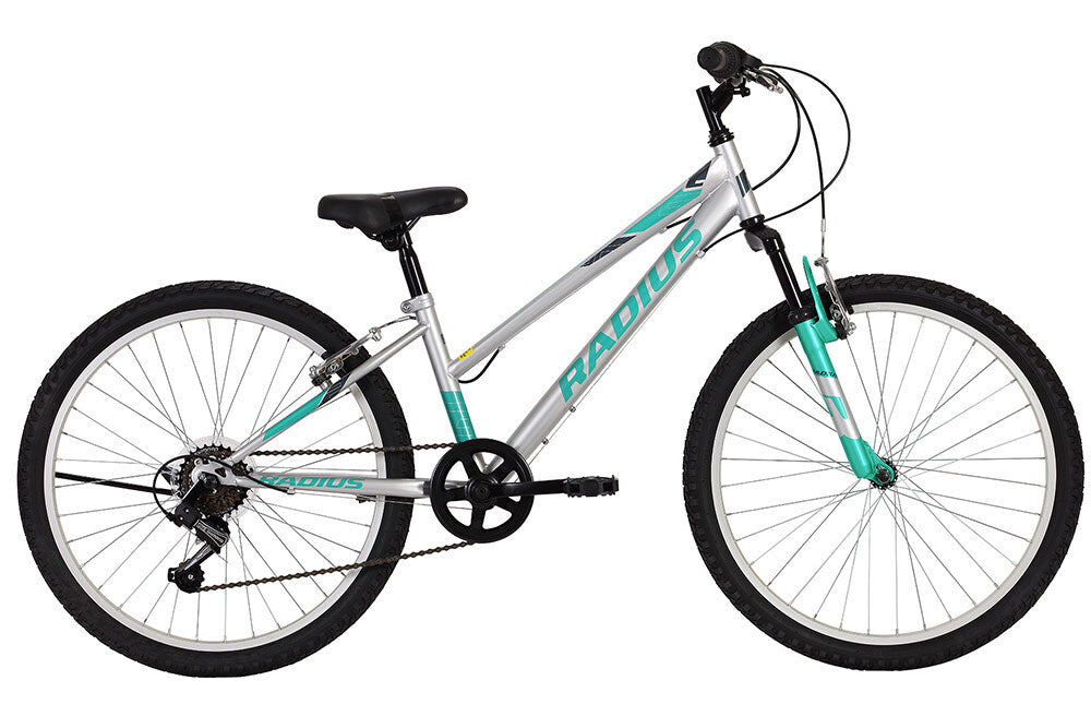 Radius Lynx Girls 24" Mountain Bike - Silver/Turquoise/Charcoal