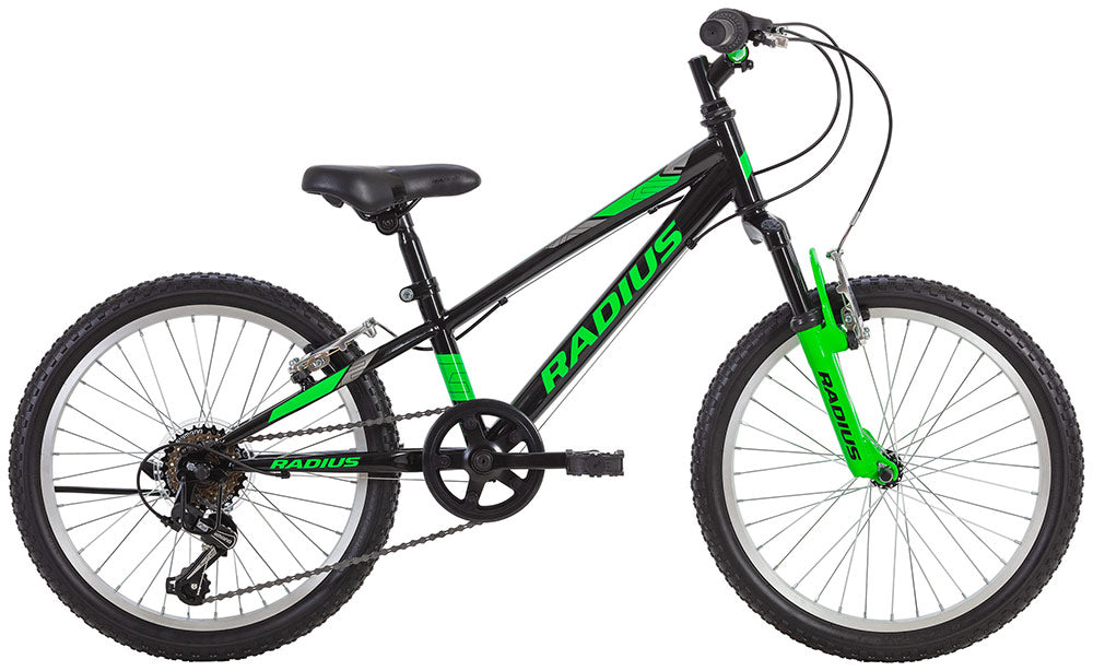 Radius Toughrunner Boys 20" Mountain Bike - Gloss Black/Green/Silver