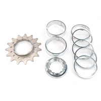 Conversion Kit - Single Speed - Flanged Chromo Sprocket - 15T Lock Ring + 7 Alloy Spacers