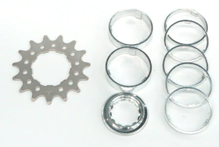 Conversion Kit - Single Speed - 3/32" Chromoly Sprocket- 12T Lock Ring + 7 Alloy Spacers