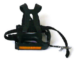 Pedals 9/16" MTB - PP Body - With Toe Clips/Straps - Black