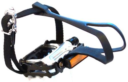 Pedals 9/16" Sealed Bearings - Alloy - Silver/Black - Toe Clip/Strap