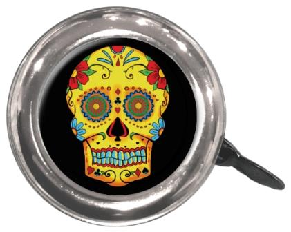 Steel Sugar Skull Bell - 55mm Diameter - Fits All Standard Handlebars