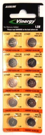 Battery - 1.5V Button Cell - Alkaline - LR43/L1142F - 10 Pieces Per Card
