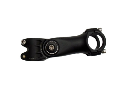 1 1/8" Threadless Adjustable Ahead Stem - 110mm Ext - 20° to 60°- 31.8mm H/Bar - Black