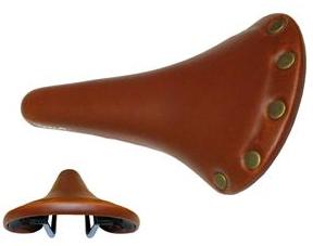 Retro Saddle with Vinyl Top/Rivets - Brown