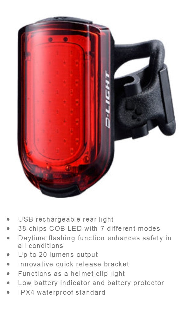 Hi Intensity 38 COB 20 Lumen Rear Light - 7 Function - USB Recharge