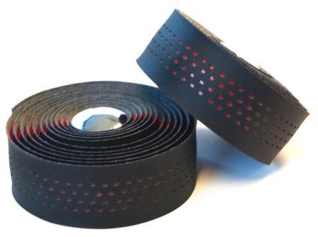 Velo Handlebar Tape - Black Microfibre + Red Shockproof Gel
