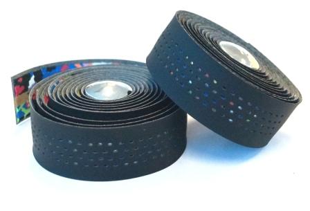 Velo Handlebar Tape - Black Microfibre + Multi Colour Shockproof Gel