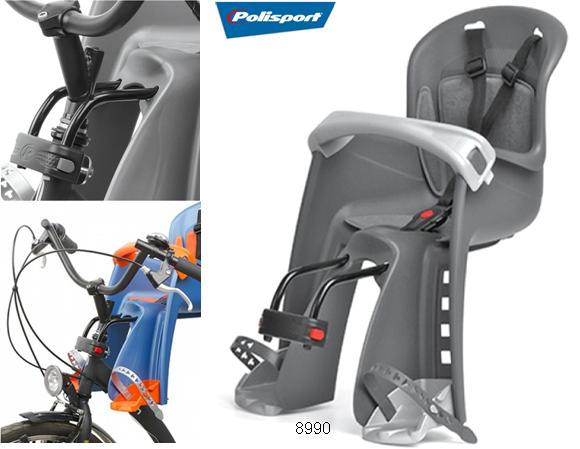 Polisport Bilby Junior Front Baby Seat - Head Tube Mount - Grey/Silver