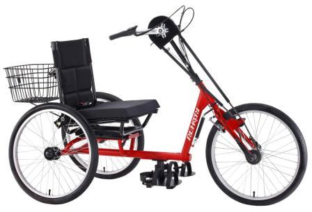 Rehatri Front Wheel Drive 24" Handcycle with Sturmey Archer 3 Speed - Red
