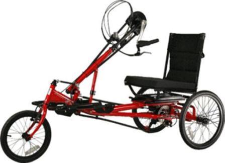 Rehatri Handcycle Recumbent 7 Speed Trike with 16"/20" Wheels - Red