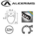 Alex AT510 700C x 17mm Rim - 32H - 622 X 17 - Presta Valve - Rim Brake - D/W - Silver (Tubeless Ready)