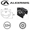 Alex MD27 27.5"/650B x 27mm Rim - 32H - 584 X 27 - Presta Valve - Disc Brake - DW - Black (Tubeless Ready)