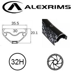 Alex MD30 27.5"/650B x 30mm Rim - 32H - 584 x 30 - Presta Valve - Disc Brake - DW - Black (Tubeless Ready)