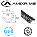 Alex MD23 29" x 23mm Rim - 28H - 622 x 23 - Presta Valve - Disc Brake - DW - Black (Tubeless Ready)