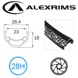 Alex MD23 29" x 23mm Rim - 28H - 622 x 23 - Presta Valve - Disc Brake - DW - Black (Tubeless Ready)