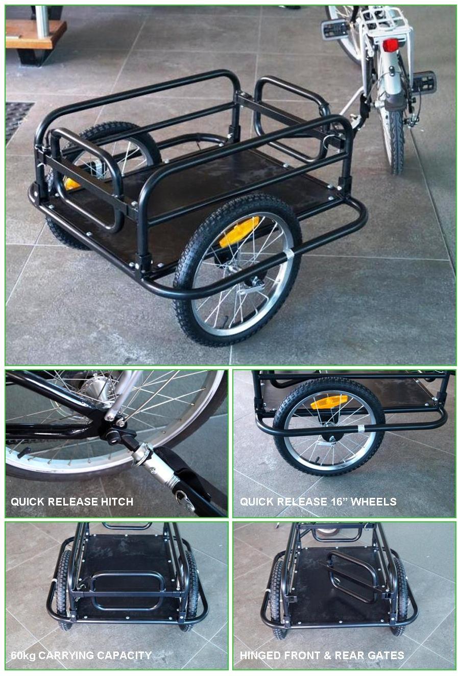 Folding Bicycle Cargo Trailer with 16" Wheels