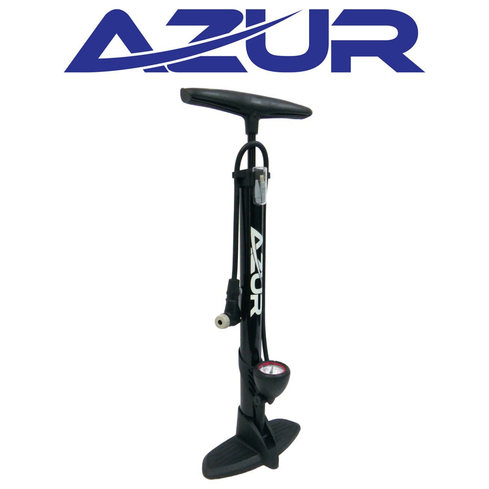 Azur Kaze Alloy Floor Pump with Gauge - Black