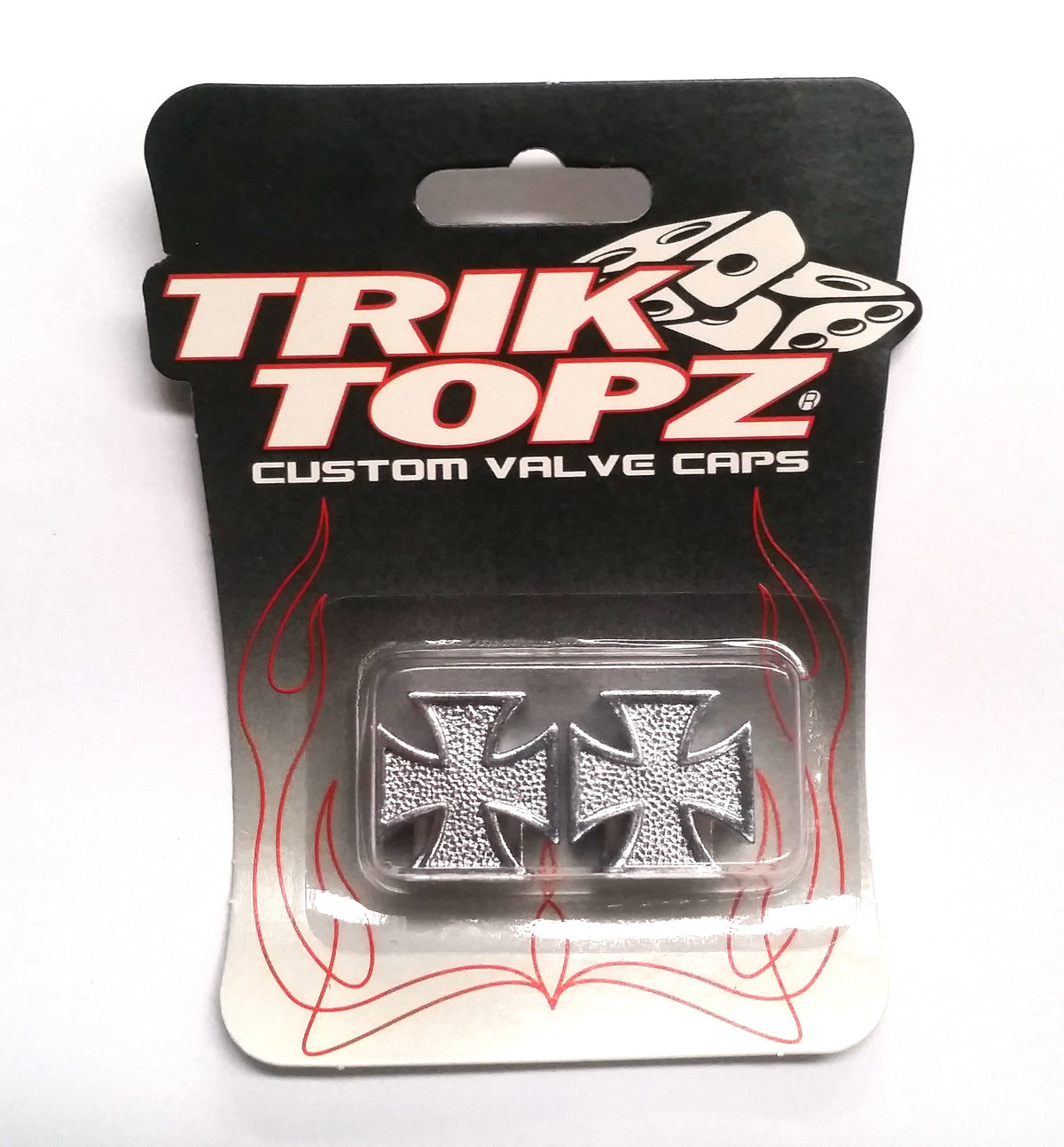 Trik Topz Iron Cross Valve Caps - Chrome (Pack of 2)