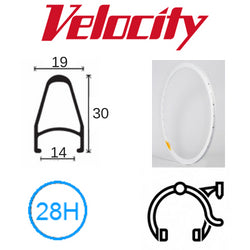 Velocity Deep V 700C Rim - 28H - Presta - D/W - White