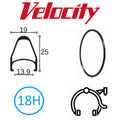Velocity Fusion 700C Rim - 18H - Presta Valve - D/W - Black